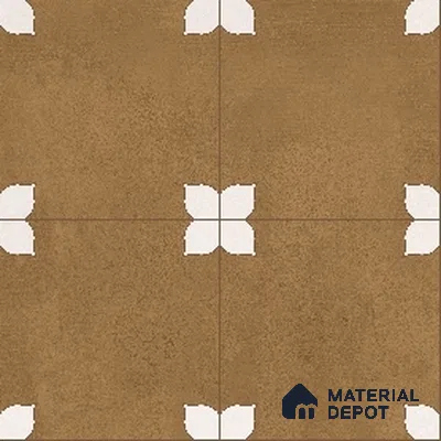 Parking Moroccan Floor Tile TL 08205 Bloom Cafe 16 inch x 16 inch | Vitrified Anti Slip Matte Finish Heavy Duty Tile - 12 mm | Suitable For High Traffic Areas, Parking, Bathroom | Pattern Alignment May Vary | 2-3 mm Spacer is Mandatory