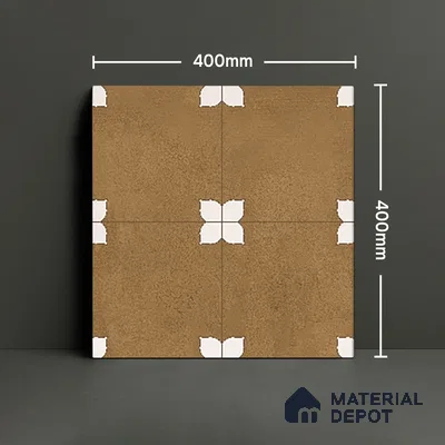 Parking Moroccan Floor Tile TL 08205 Bloom Cafe 16 inch x 16 inch | Vitrified Anti Slip Matte Finish Heavy Duty Tile - 12 mm | Suitable For High Traffic Areas, Parking, Bathroom | Pattern Alignment May Vary | 2-3 mm Spacer is Mandatory