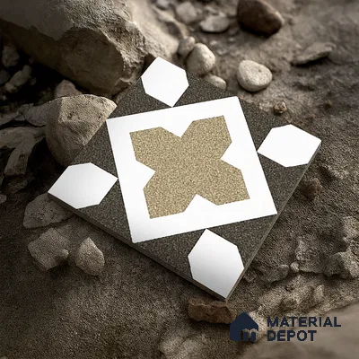 Parking Patterned Floor Tile TL 08196 DC-16 16 inch x 16 inch | Vitrified Anti Skid Matte Finish Heavy Duty Tile - 12 mm | Suitable For High Traffic Areas, Parking, Bathroom | Pattern Alignment May Vary | 2-3 mm Spacer is Mandatory