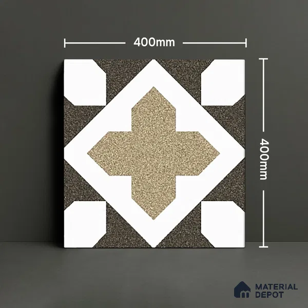 Parking Patterned Floor Tile TL 08196 DC-16 16 inch x 16 inch | Vitrified Anti Skid Matte Finish Heavy Duty Tile - 12 mm | Suitable For High Traffic Areas, Parking, Bathroom | Pattern Alignment May Vary | 2-3 mm Spacer is Mandatory