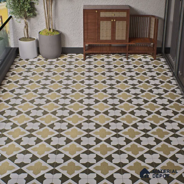 Parking Patterned Floor Tile TL 08196 DC-16 16 inch x 16 inch | Vitrified Anti Skid Matte Finish Heavy Duty Tile - 12 mm | Suitable For High Traffic Areas, Parking, Bathroom | Pattern Alignment May Vary | 2-3 mm Spacer is Mandatory