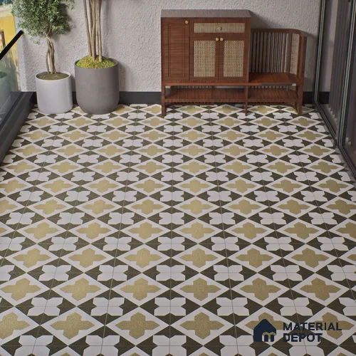 Parking Patterned Floor Tile TL 08196 DC-16 16 inch x 16 inch | Vitrified Anti Skid Matte Finish Heavy Duty Tile - 12 mm | Suitable For High Traffic Areas, Parking, Bathroom | Pattern Alignment May Vary | 2-3 mm Spacer is Mandatory