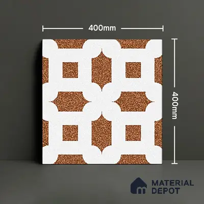 Parking Patterned Floor Tile TL 08198 DC-24 16 inch x 16 inch | Vitrified Anti Skid Matte Finish Heavy Duty Tile - 12 mm | Suitable For High Traffic Areas, Parking, Balcony | Pattern Alignment May Vary | 2-3 mm Spacer is Mandatory