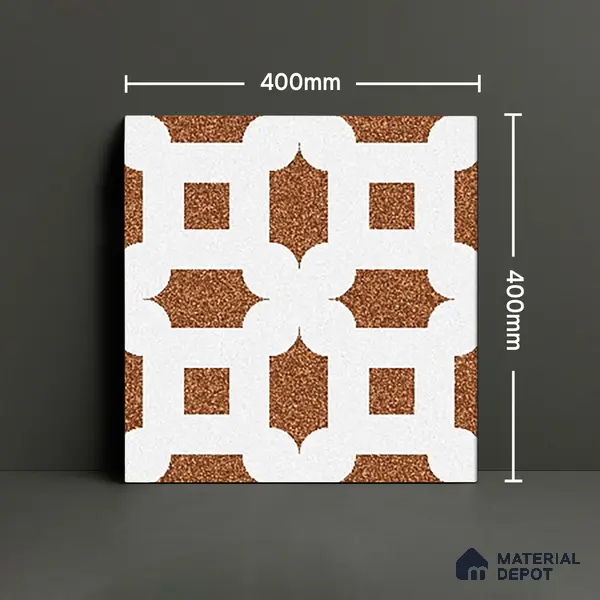 Parking Patterned Floor Tile TL 08198 DC-24 16 inch x 16 inch | Vitrified Anti Skid Matte Finish Heavy Duty Tile - 12 mm | Suitable For High Traffic Areas, Parking, Balcony | Pattern Alignment May Vary | 2-3 mm Spacer is Mandatory