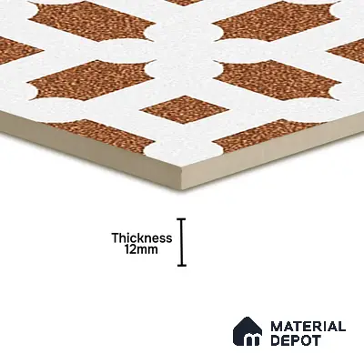 Parking Patterned Floor Tile TL 08198 DC-24 16 inch x 16 inch | Vitrified Anti Skid Matte Finish Heavy Duty Tile - 12 mm | Suitable For High Traffic Areas, Parking, Balcony | Pattern Alignment May Vary | 2-3 mm Spacer is Mandatory
