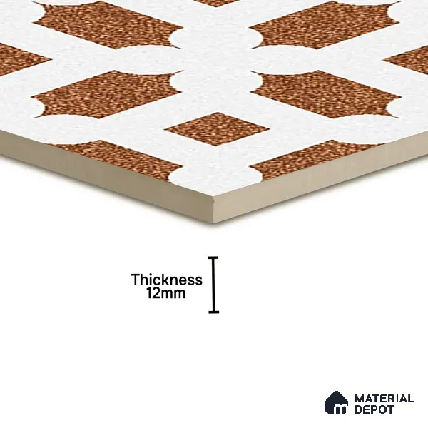 Parking Patterned Floor Tile TL 08198 DC-24 16 inch x 16 inch | Vitrified Anti Skid Matte Finish Heavy Duty Tile - 12 mm | Suitable For High Traffic Areas, Parking, Balcony | Pattern Alignment May Vary | 2-3 mm Spacer is Mandatory
