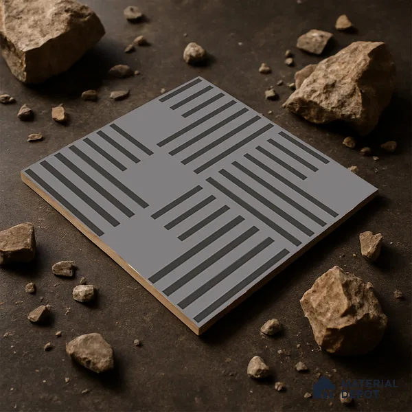 Parking Patterned Floor Tile TL 08200 B DC-28 16 inch x 16 inch | Vitrified Anti Skid Matte Finish Heavy Duty Tile - 12 mm | Suitable For High Traffic Areas, Parking, Balcony | Pattern Alignment May Vary | 2-3 mm Spacer is Mandatory
