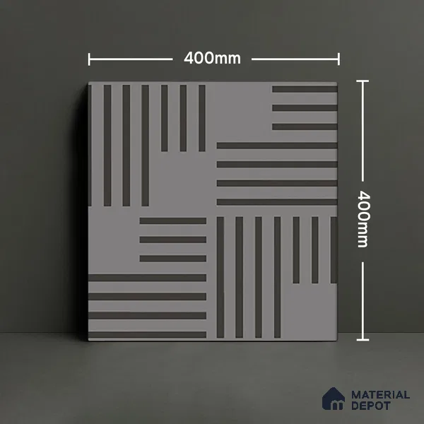 Parking Patterned Floor Tile TL 08200 B DC-28 16 inch x 16 inch | Vitrified Anti Skid Matte Finish Heavy Duty Tile - 12 mm | Suitable For High Traffic Areas, Parking, Balcony | Pattern Alignment May Vary | 2-3 mm Spacer is Mandatory