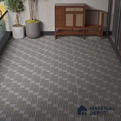 Parking Patterned Floor Tile TL 08200 B DC-28 16 inch x 16 inch | Vitrified Anti Skid Matte Finish Heavy Duty Tile - 12 mm | Suitable For High Traffic Areas, Parking, Balcony | Pattern Alignment May Vary | 2-3 mm Spacer is Mandatory