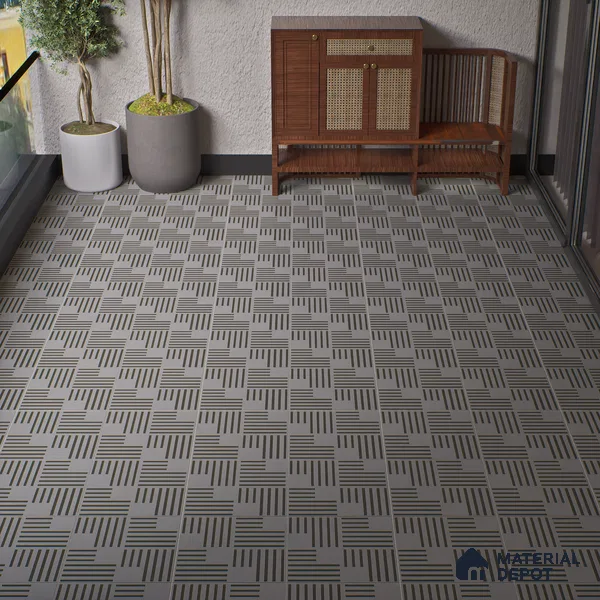 Parking Patterned Floor Tile TL 08200 B DC-28 16 inch x 16 inch | Vitrified Anti Skid Matte Finish Heavy Duty Tile - 12 mm | Suitable For High Traffic Areas, Parking, Balcony | Pattern Alignment May Vary | 2-3 mm Spacer is Mandatory