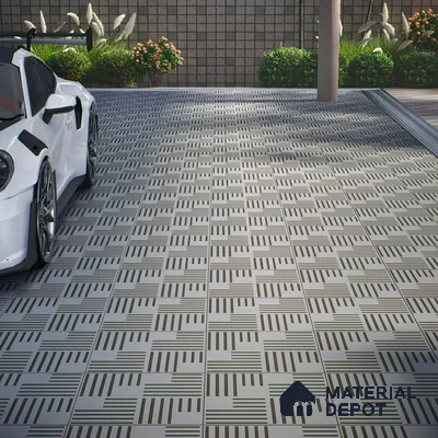 Parking Patterned Floor Tile TL 08200 B DC-28 16 inch x 16 inch | Vitrified Anti Skid Matte Finish Heavy Duty Tile - 12 mm | Suitable For High Traffic Areas, Parking, Balcony | Pattern Alignment May Vary | 2-3 mm Spacer is Mandatory