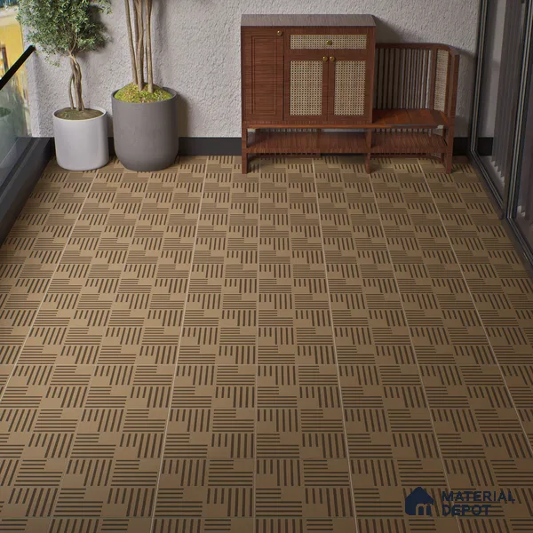 Parking Patterned Floor Tile TL 08200 DC-27 16 inch x 16 inch | Vitrified Anti Skid Matte Finish Heavy Duty Tile - 12 mm | Suitable For High Traffic Areas, Parking, Bathroom | Pattern Alignment May Vary | 2-3 mm Spacer is Mandatory