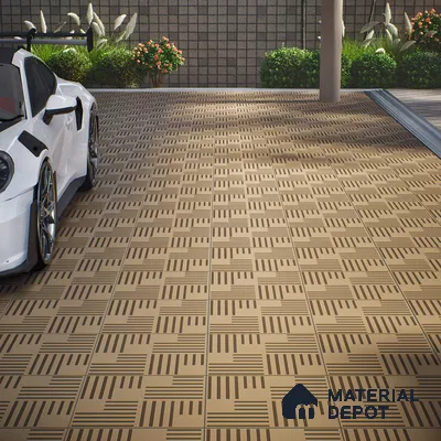Parking Patterned Floor Tile TL 08200 DC-27 16 inch x 16 inch | Vitrified Anti Skid Matte Finish Heavy Duty Tile - 12 mm | Suitable For High Traffic Areas, Parking, Bathroom | Pattern Alignment May Vary | 2-3 mm Spacer is Mandatory