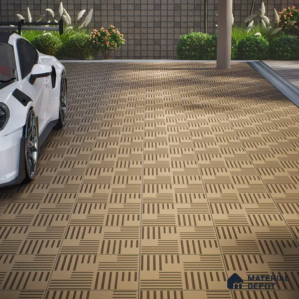 Parking Patterned Floor Tile TL 08200 DC-27 16 inch x 16 inch | Vitrified Anti Skid Matte Finish Heavy Duty Tile - 12 mm | Suitable For High Traffic Areas, Parking, Bathroom | Pattern Alignment May Vary | 2-3 mm Spacer is Mandatory