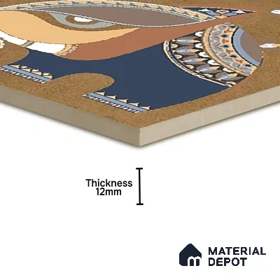 Parking Patterned Floor Tile TL 08206 B Kottai Cafe Decor 16 inch x 16 inch | Vitrified Anti Slip Matte Finish Heavy Duty Tile - 12 mm | Suitable For High Traffic Areas, Parking, Balcony | Pattern Alignment May Vary | 2-3 mm Spacer is Mandatory