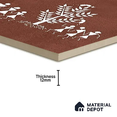 Parking Patterned Floor Tile TL 08206 D Kottai Cotto Decor 16 inch x 16 inch | Vitrified Anti Slip Matte Finish Heavy Duty Tile - 12 mm | Suitable For High Traffic Areas, Parking, Balcony | Pattern Alignment May Vary | 2-3 mm Spacer is Mandatory