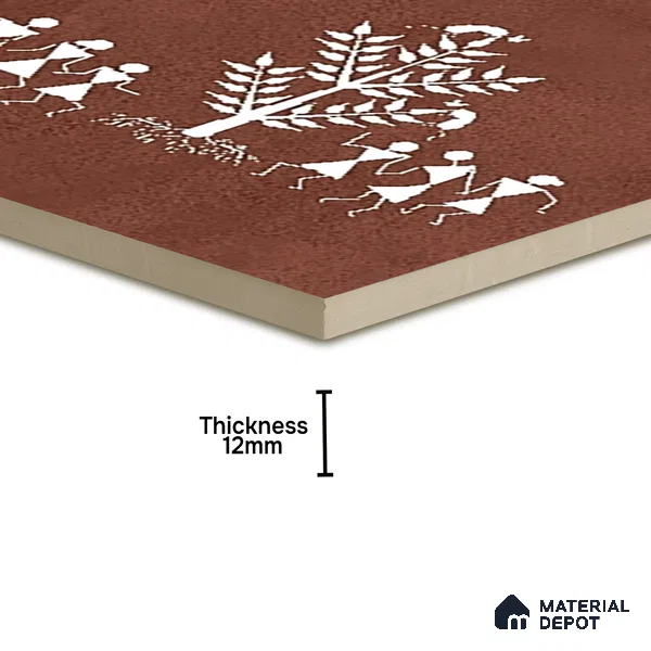 Parking Patterned Floor Tile TL 08206 D Kottai Cotto Decor 16 inch x 16 inch | Vitrified Anti Slip Matte Finish Heavy Duty Tile - 12 mm | Suitable For High Traffic Areas, Parking, Balcony | Pattern Alignment May Vary | 2-3 mm Spacer is Mandatory