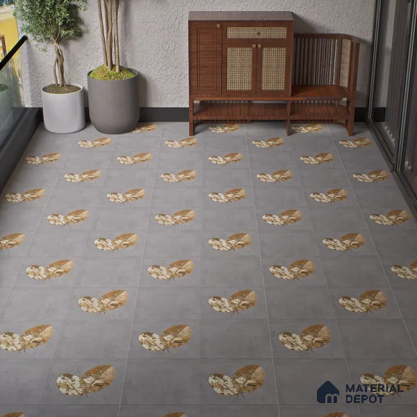 Parking Patterned Floor Tile TL 08206 F Kottai Gris Decor 16 inch x 16 inch | Vitrified Anti Slip Matte Finish Heavy Duty Tile - 12 mm | Suitable For High Traffic Areas, Parking, Balcony | Pattern Alignment May Vary | 2-3 mm Spacer is Mandatory