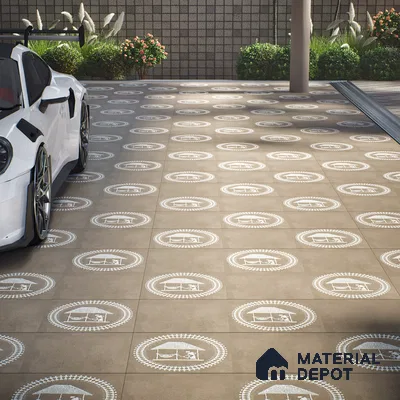 Plain Parking Floor Tile TL 08206 G Kottai Verde 16 inch x 16 inch | Vitrified Anti Slip Matte Finish Heavy Duty Tile - 12 mm | Suitable For High Traffic Areas, Parking, Balcony | Pattern Alignment May Vary | 2-3 mm Spacer is Mandatory