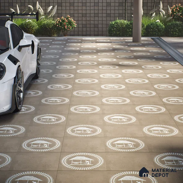 Plain Parking Floor Tile TL 08206 G Kottai Verde 16 inch x 16 inch | Vitrified Anti Slip Matte Finish Heavy Duty Tile - 12 mm | Suitable For High Traffic Areas, Parking, Balcony | Pattern Alignment May Vary | 2-3 mm Spacer is Mandatory