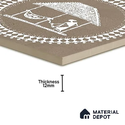Parking Patterned Floor Tile TL 08206 H Kottai Verde Decor 16 inch x 16 inch | Vitrified Anti Slip Matte Finish Heavy Duty Tile - 12 mm | Suitable For High Traffic Areas, Parking, Balcony | Pattern Alignment May Vary | 2-3 mm Spacer is Mandatory