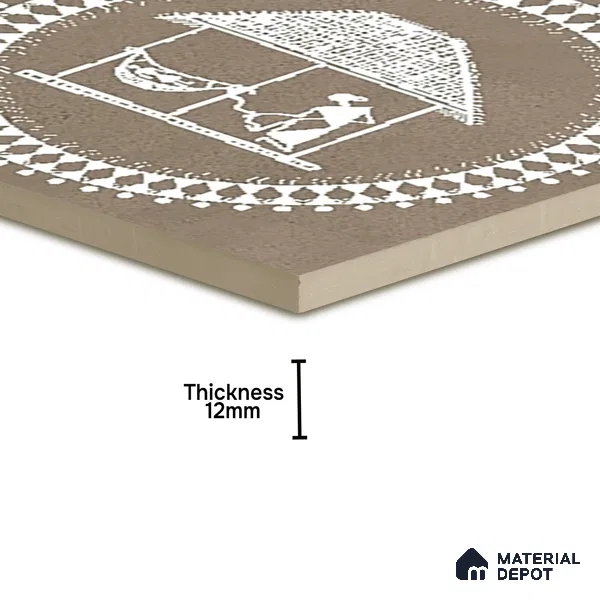 Parking Patterned Floor Tile TL 08206 H Kottai Verde Decor 16 inch x 16 inch | Vitrified Anti Slip Matte Finish Heavy Duty Tile - 12 mm | Suitable For High Traffic Areas, Parking, Balcony | Pattern Alignment May Vary | 2-3 mm Spacer is Mandatory