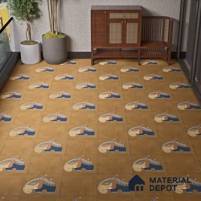 Parking Stone Floor Tile TL 08206 Kottai Cafe 16 inch x 16 inch | Vitrified Anti Slip Matte Finish Heavy Duty Tile - 12 mm | Suitable For High Traffic Areas, Parking, Balcony | Pattern Alignment May Vary | 2-3 mm Spacer is Mandatory