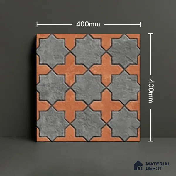 Parking Stone Wall & Floor Tile TL 08208 B Raven Nero 16 inch x 16 inch | Vitrified Anti Slip Matte Finish Heavy Duty Tile - 12 mm | Suitable For High Traffic Areas, Parking, Balcony | Pattern Alignment May Vary | 2-3 mm Spacer is Mandatory