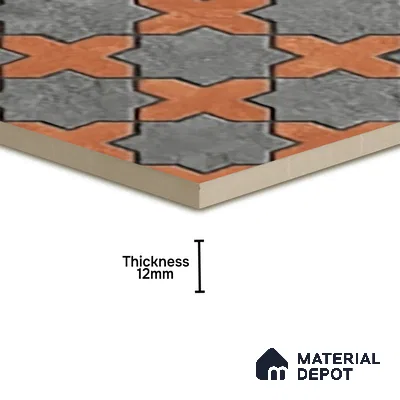 Parking Stone Wall & Floor Tile TL 08208 B Raven Nero 16 inch x 16 inch | Vitrified Anti Slip Matte Finish Heavy Duty Tile - 12 mm | Suitable For High Traffic Areas, Parking, Balcony | Pattern Alignment May Vary | 2-3 mm Spacer is Mandatory