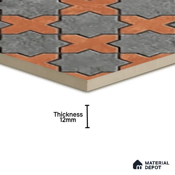 Parking Stone Wall & Floor Tile TL 08208 B Raven Nero 16 inch x 16 inch | Vitrified Anti Slip Matte Finish Heavy Duty Tile - 12 mm | Suitable For High Traffic Areas, Parking, Balcony | Pattern Alignment May Vary | 2-3 mm Spacer is Mandatory
