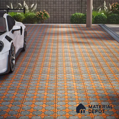 Parking Stone Wall & Floor Tile TL 08208 B Raven Nero 16 inch x 16 inch | Vitrified Anti Slip Matte Finish Heavy Duty Tile - 12 mm | Suitable For High Traffic Areas, Parking, Balcony | Pattern Alignment May Vary | 2-3 mm Spacer is Mandatory