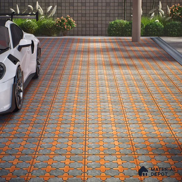 Parking Stone Wall & Floor Tile TL 08208 B Raven Nero 16 inch x 16 inch | Vitrified Anti Slip Matte Finish Heavy Duty Tile - 12 mm | Suitable For High Traffic Areas, Parking, Balcony | Pattern Alignment May Vary | 2-3 mm Spacer is Mandatory