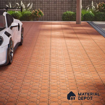 Parking Stone Floor Tile TL 08208 Raven Cotto 16 inch x 16 inch | Vitrified Anti Slip Matte Finish Heavy Duty Tile - 12 mm | Suitable For High Traffic Areas, Parking, Balcony | Pattern Alignment May Vary | 2-3 mm Spacer is Mandatory