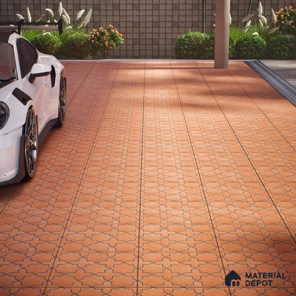 Parking Stone Floor Tile TL 08208 Raven Cotto 16 inch x 16 inch | Vitrified Anti Slip Matte Finish Heavy Duty Tile - 12 mm | Suitable For High Traffic Areas, Parking, Balcony | Pattern Alignment May Vary | 2-3 mm Spacer is Mandatory
