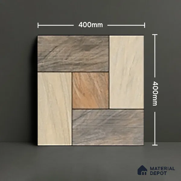 Parking Stone Floor Tile TL 08209 Sand Stone 16 inch x 16 inch | Vitrified Anti Slip Matte Finish Heavy Duty Tile - 12 mm | Suitable For High Traffic Areas, Parking, Balcony | Pattern Alignment May Vary | 2-3 mm Spacer is Mandatory