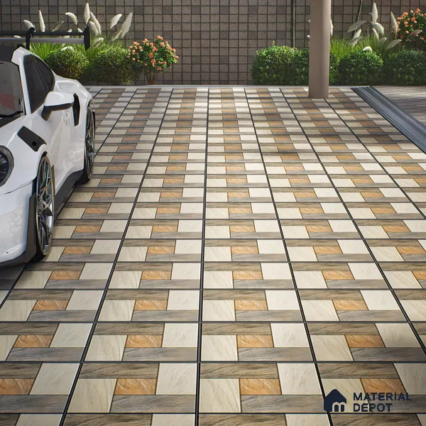 Parking Stone Floor Tile TL 08209 Sand Stone 16 inch x 16 inch | Vitrified Anti Slip Matte Finish Heavy Duty Tile - 12 mm | Suitable For High Traffic Areas, Parking, Balcony | Pattern Alignment May Vary | 2-3 mm Spacer is Mandatory