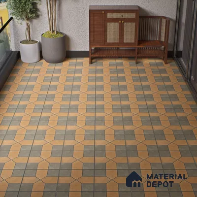 Parking Stone Floor Tile TL 08207 B Indus Olive 16 inch x 16 inch | Vitrified Anti Slip Matte Finish Heavy Duty Tile - 12 mm | Suitable For High Traffic Areas, Parking, Balcony | Pattern Alignment May Vary | 2-3 mm Spacer is Mandatory
