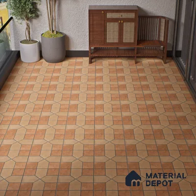 Parking Stone Floor Tile TL 08207 Indus Bruno 16 inch x 16 inch | Vitrified Anti Slip Matte Finish Heavy Duty Tile - 12 mm | Suitable For High Traffic Areas, Parking, Balcony | Pattern Alignment May Vary | 2-3 mm Spacer is Mandatory