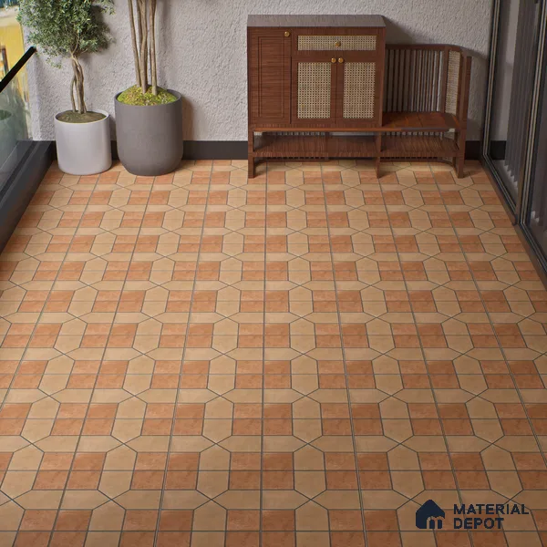 Parking Stone Floor Tile TL 08207 Indus Bruno 16 inch x 16 inch | Vitrified Anti Slip Matte Finish Heavy Duty Tile - 12 mm | Suitable For High Traffic Areas, Parking, Balcony | Pattern Alignment May Vary | 2-3 mm Spacer is Mandatory