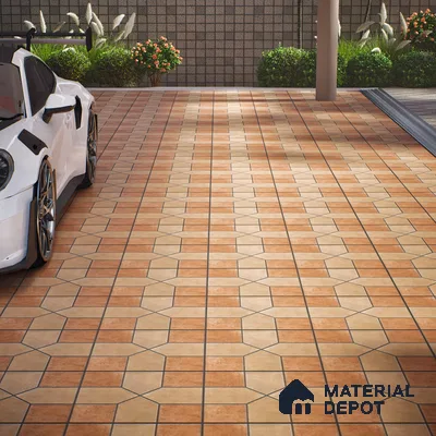 Parking Stone Floor Tile TL 08207 Indus Bruno 16 inch x 16 inch | Vitrified Anti Slip Matte Finish Heavy Duty Tile - 12 mm | Suitable For High Traffic Areas, Parking, Balcony | Pattern Alignment May Vary | 2-3 mm Spacer is Mandatory