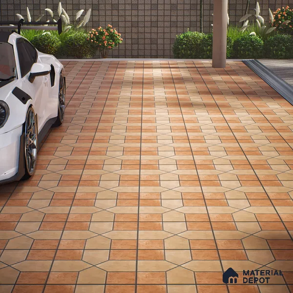 Parking Stone Floor Tile TL 08207 Indus Bruno 16 inch x 16 inch | Vitrified Anti Slip Matte Finish Heavy Duty Tile - 12 mm | Suitable For High Traffic Areas, Parking, Balcony | Pattern Alignment May Vary | 2-3 mm Spacer is Mandatory