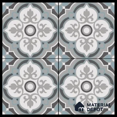 Parking Moroccan Floor Tile TL 08204 DC-33 16 inch x 16 inch | Vitrified Anti Skid Matte Finish Heavy Duty Tile - 12 mm | Suitable For High Traffic Areas, Bathroom, Balcony | Pattern Alignment May Vary | 2-3 mm Spacer is Mandatory