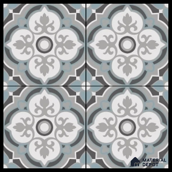 Parking Moroccan Floor Tile TL 08204 DC-33 16 inch x 16 inch | Vitrified Anti Skid Matte Finish Heavy Duty Tile - 12 mm | Suitable For High Traffic Areas, Bathroom, Balcony | Pattern Alignment May Vary | 2-3 mm Spacer is Mandatory