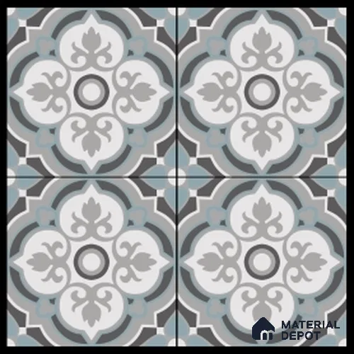 Parking Moroccan Floor Tile TL 08204 DC-33 16 inch x 16 inch | Vitrified Anti Skid Matte Finish Heavy Duty Tile - 12 mm | Suitable For High Traffic Areas, Bathroom, Balcony | Pattern Alignment May Vary | 2-3 mm Spacer is Mandatory
