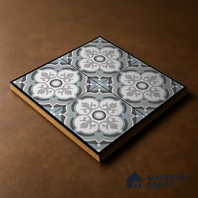 Parking Moroccan Floor Tile TL 08204 DC-33 16 inch x 16 inch | Vitrified Anti Skid Matte Finish Heavy Duty Tile - 12 mm | Suitable For High Traffic Areas, Bathroom, Balcony | Pattern Alignment May Vary | 2-3 mm Spacer is Mandatory