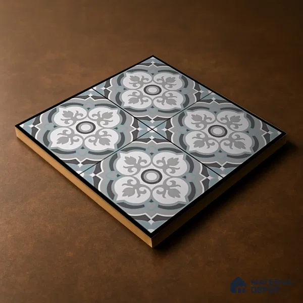 Parking Moroccan Floor Tile TL 08204 DC-33 16 inch x 16 inch | Vitrified Anti Skid Matte Finish Heavy Duty Tile - 12 mm | Suitable For High Traffic Areas, Bathroom, Balcony | Pattern Alignment May Vary | 2-3 mm Spacer is Mandatory