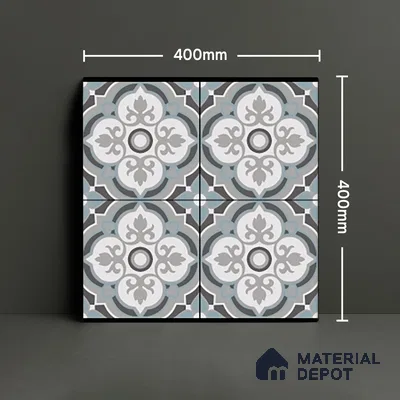 Parking Moroccan Floor Tile TL 08204 DC-33 16 inch x 16 inch | Vitrified Anti Skid Matte Finish Heavy Duty Tile - 12 mm | Suitable For High Traffic Areas, Bathroom, Balcony | Pattern Alignment May Vary | 2-3 mm Spacer is Mandatory