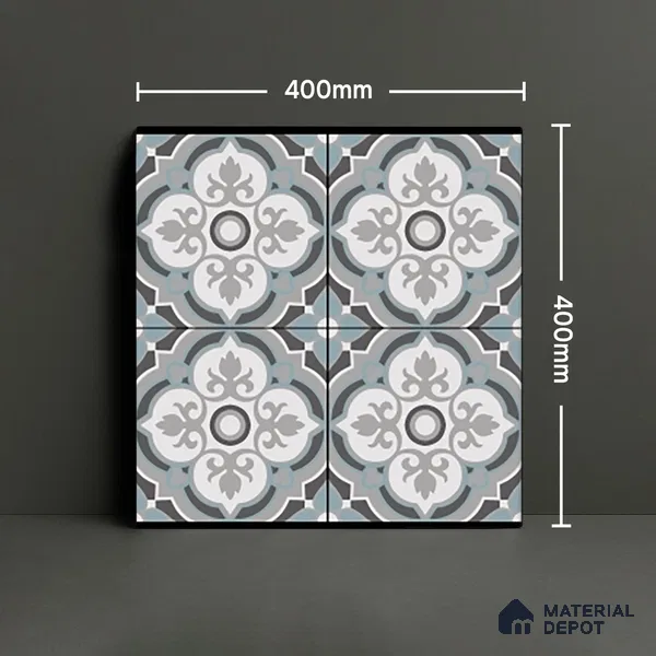 Parking Moroccan Floor Tile TL 08204 DC-33 16 inch x 16 inch | Vitrified Anti Skid Matte Finish Heavy Duty Tile - 12 mm | Suitable For High Traffic Areas, Bathroom, Balcony | Pattern Alignment May Vary | 2-3 mm Spacer is Mandatory