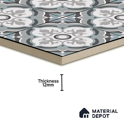 Parking Moroccan Floor Tile TL 08204 DC-33 16 inch x 16 inch | Vitrified Anti Skid Matte Finish Heavy Duty Tile - 12 mm | Suitable For High Traffic Areas, Bathroom, Balcony | Pattern Alignment May Vary | 2-3 mm Spacer is Mandatory
