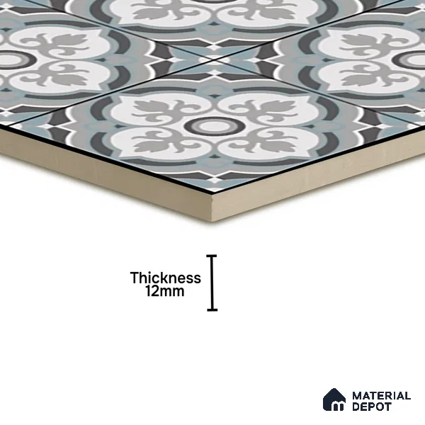 Parking Moroccan Floor Tile TL 08204 DC-33 16 inch x 16 inch | Vitrified Anti Skid Matte Finish Heavy Duty Tile - 12 mm | Suitable For High Traffic Areas, Bathroom, Balcony | Pattern Alignment May Vary | 2-3 mm Spacer is Mandatory